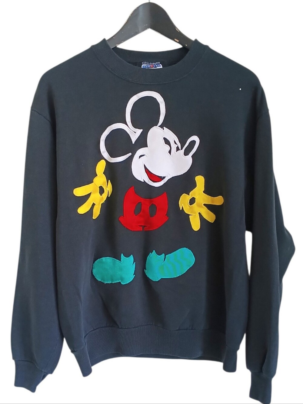 Vintage 90s Jerzees Mickey Mouse DIY Craft Sweatshirt Black Medium 